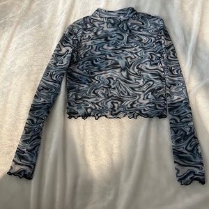 Marble mesh crop top